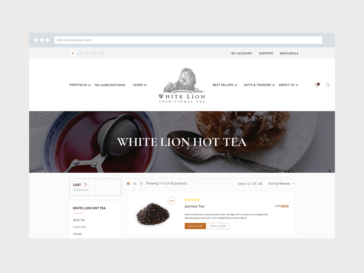 white lion tea product landing page